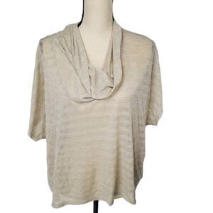 Jennifer Lopez Metallic Stripe Cowl Neck Top